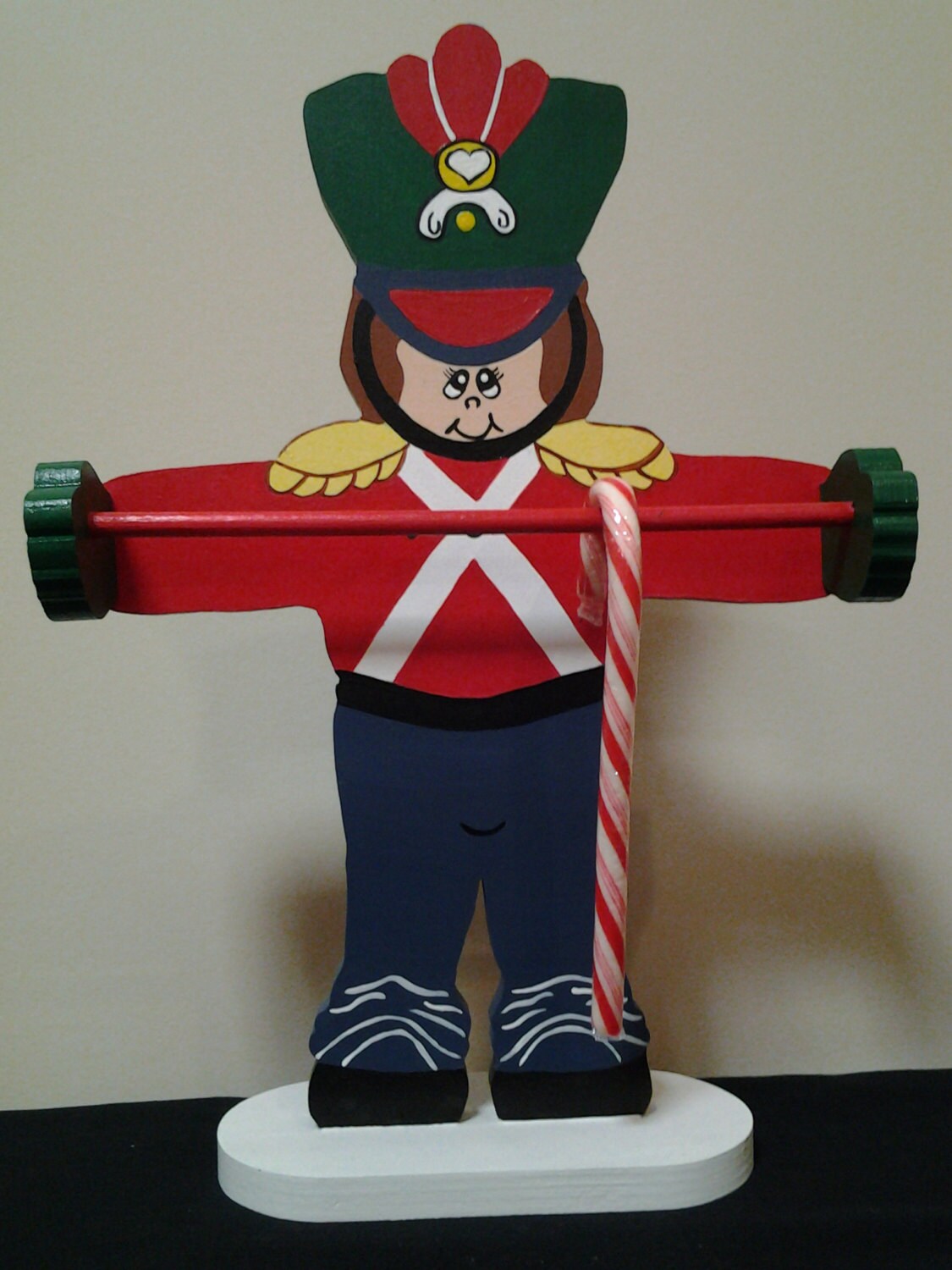 Handmade Hand-Painted Toy Soldier Candy Cane Holder