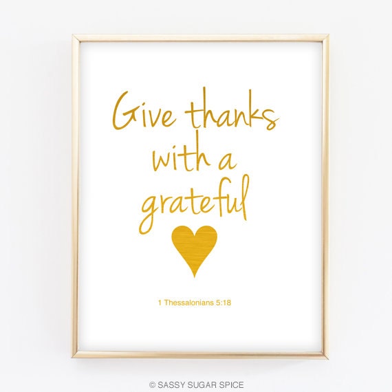 Items similar to Give Thanks with a Grateful Heart Digital Print Wall ...