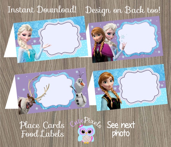 frozen-place-cards-food-labels-frozen-food-tents-printable-etsy