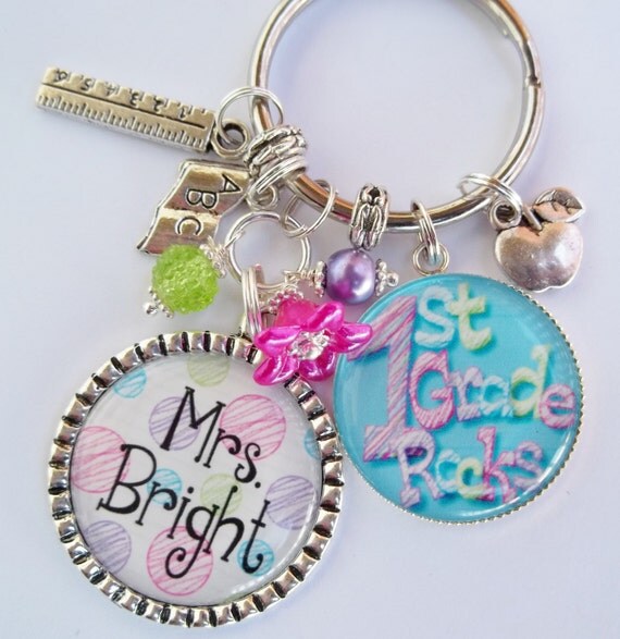 Personalized Teacher Keychain Preschool Kindergarten 1st 2nd