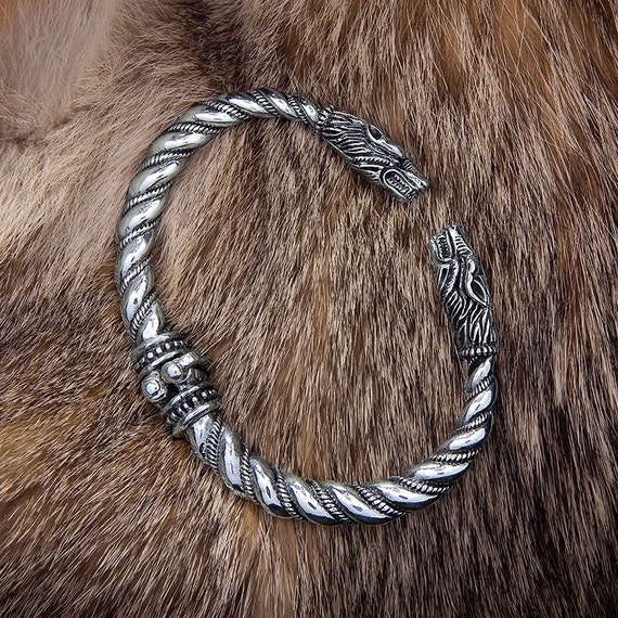 Sterling Silver Wolf Heads Vikings Nordic Handmade Heavy by RuyaN