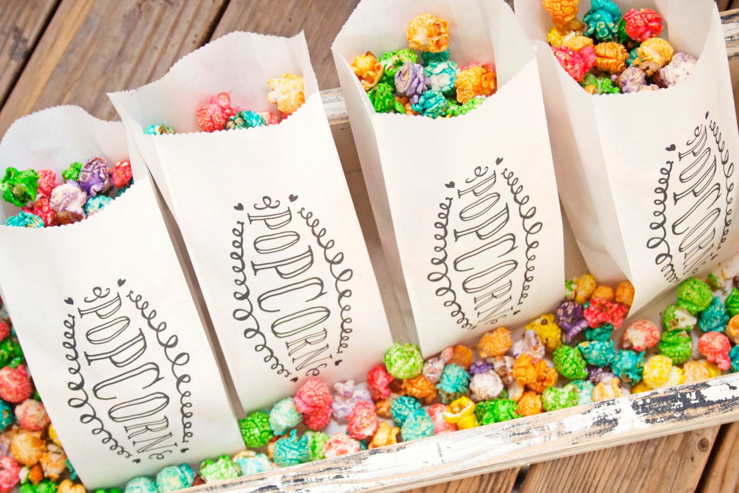 Popcorn Favor Wedding or Shower Favor Bags Popcorn Swirl