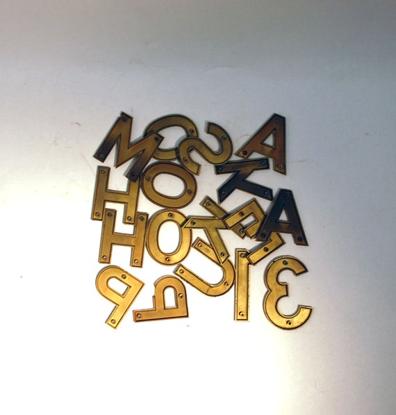 15 vintage plastic letters reflective gold house numbers 13