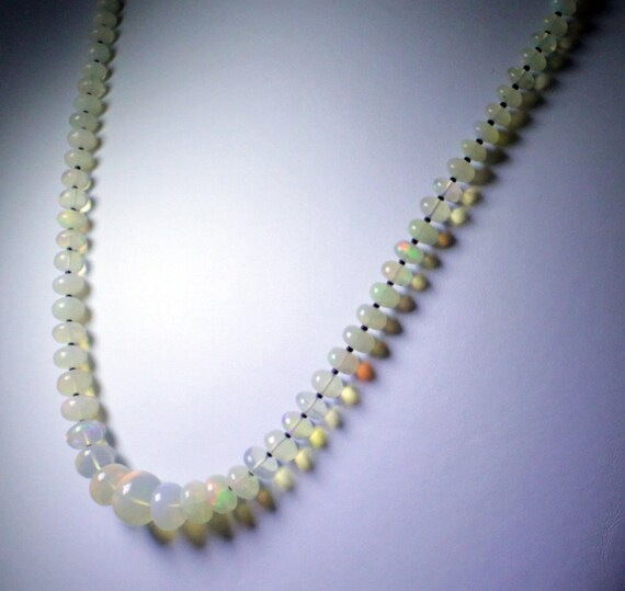 Real Opal Strand Gemstone Necklace October Birthstone Opal