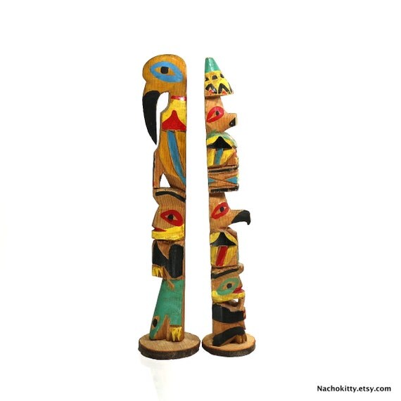 1950s Boy Scout Totem Pole Carvings One of a Kind Vintage