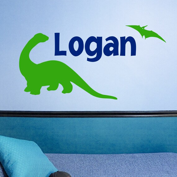 Dinosaur vinyl decal dino name monogram boy's room