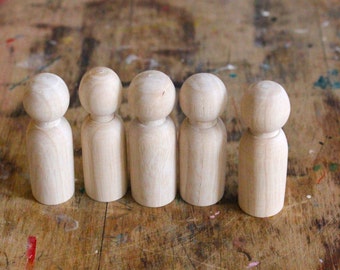 5 Little Brother Peg Dolls - size 2" tall - Wooden Dolls - Hand-Turned Colombian Dolls Fair Trade