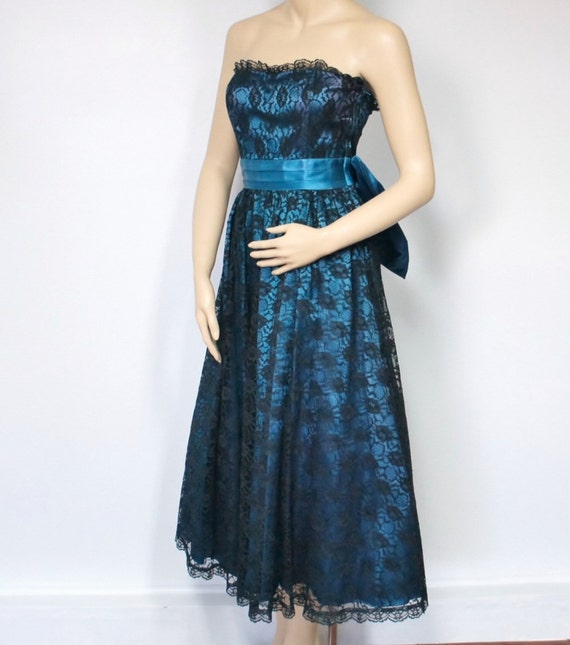1980's Prom Dress Gunne Sax Vintage Dress Black Lace