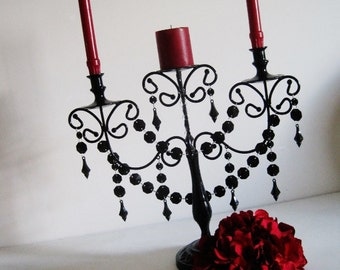 Three Candle Dark and Seductive Unity Candle Candelabra MADE TO ORDER