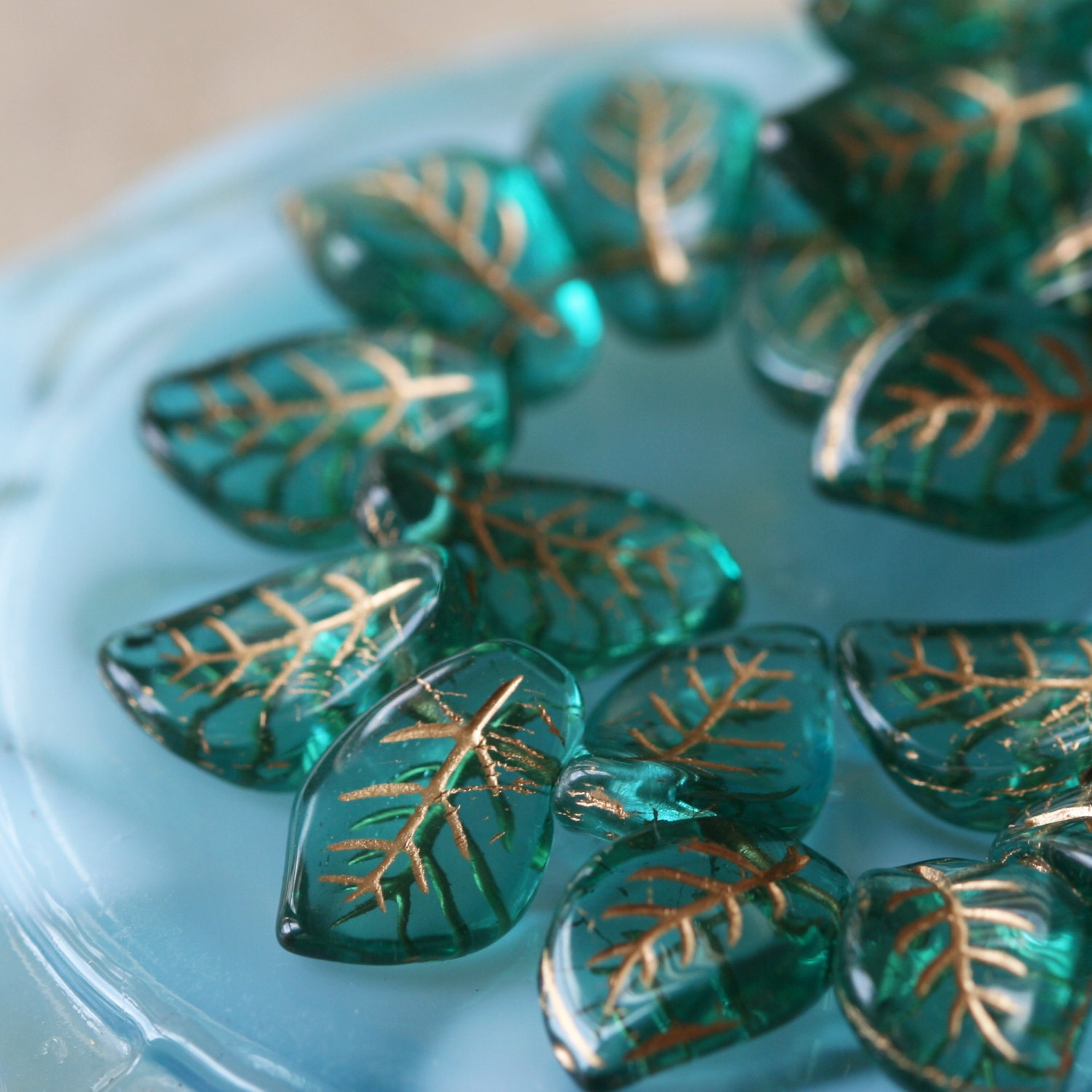 Czech Glass Leaves Curved Leaf Bead Jewelry Making