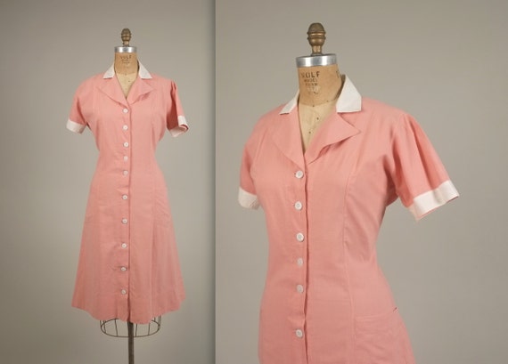 SALE 1940s unusual nurses uniform vintage 40s dress