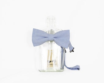 Florent - Blue Cotton Men's Pre-tied Bow tie or Self-Tied Bow Tie