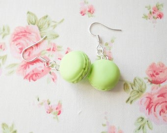 Pastel Green Macaron Earrings, Macaroon Earrings, French Macaroon, Sweet Lolita, Food Jewelry, Polymer Clay