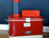 SALE - Retro Vintage Thermos Cooler, Red Vintage Cooler, Icy Hot Cooler, Retro Camping Gear, Ice Chest