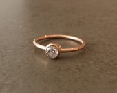 Simple White Sapphire or Moissanite Engagement Ring - 14kt Rose Gold - Minimalist - Solitaire