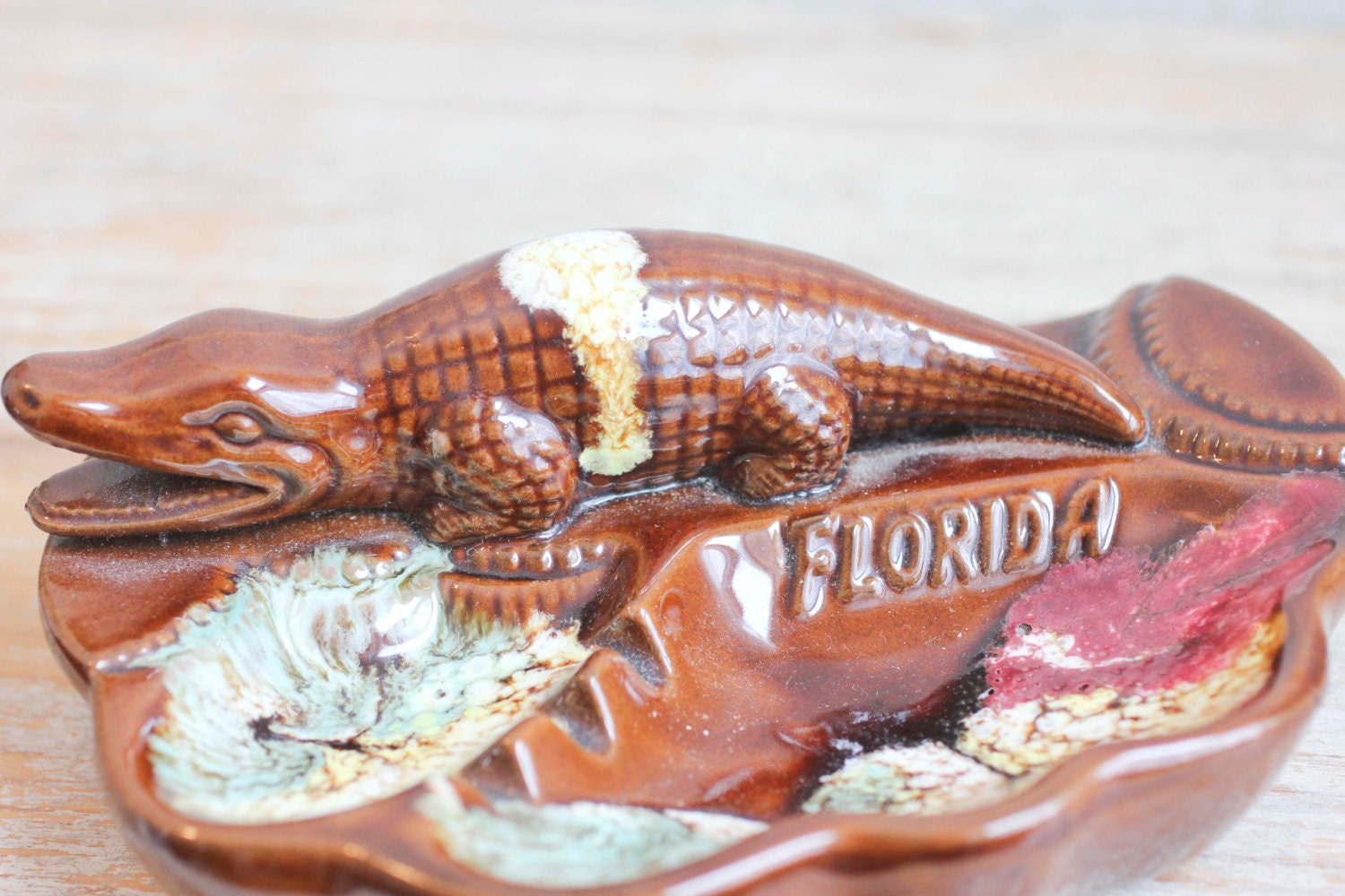 Florida Alligator Ashtray Vintage Florida Souvenir Kitsch