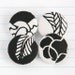 Fabric Covered Metal Shank Buttons - Silhouette Foliage Mix 'n' Match - Black / White (19mm) x 4