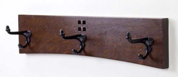 Mission Style Coat Rack 18 Inch 3 Cast Iron Hook in