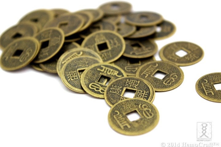 Brass Chinese Coins 50pc Square Hole Coins 17mm Antique