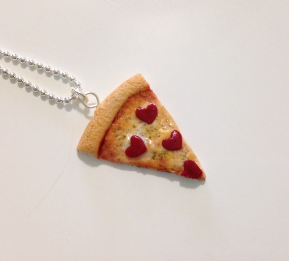 Pizza Necklace Food Jewelry Heart Pizza Bff necklace