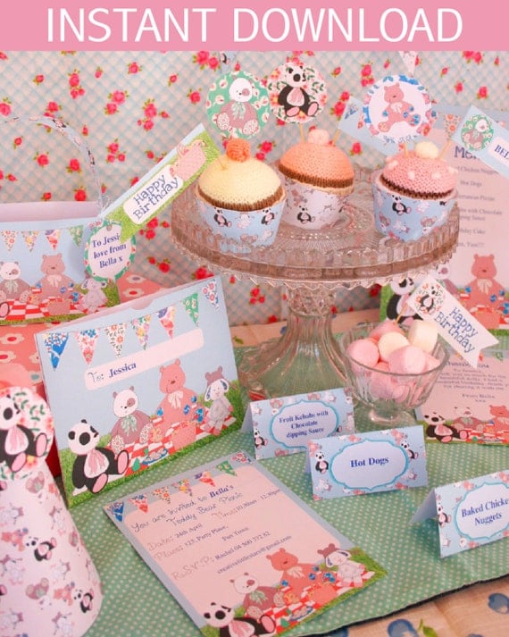 Teddy Bears Picnic Party DIY Printable Kit - INSTANT DOWNLOAD Il_570xn