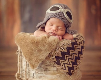 Newborn photo prop, Newborn pilot aviator hat, newborn boy, newborn girl, newborn, newborn hat, baby knit hat, photo props,newborn knit hat
