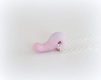 Pink mat glass bead pendant, MATURE, penis shaped glass lampwork bead One-of-a-kind Sex organ penis Erotic Jewelry Male gay jewelry