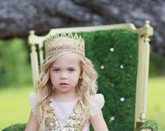 Gold Lace Crown || Heavenly || princess vintage gold lace crown|| full size || photography prop|| WASHABLE