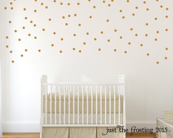 Gold Wall Decals Polka Dots Wall Decor - Confetti Polka Dot Wall Decals Set of 105