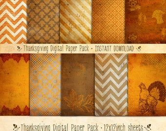 Thanksgiving Digital Paper Pack 10 Digital Sheets - INSTANT DOWNLOAD - Scrapbooking Card Making or Blog Backgrounds by Sassaby