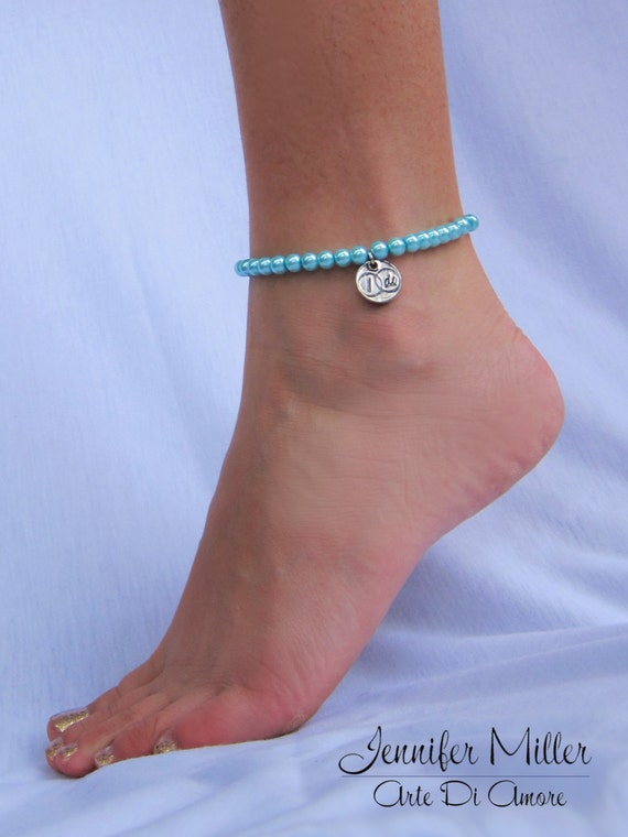 Something Blue Pearl Wedding Anklet for Bride