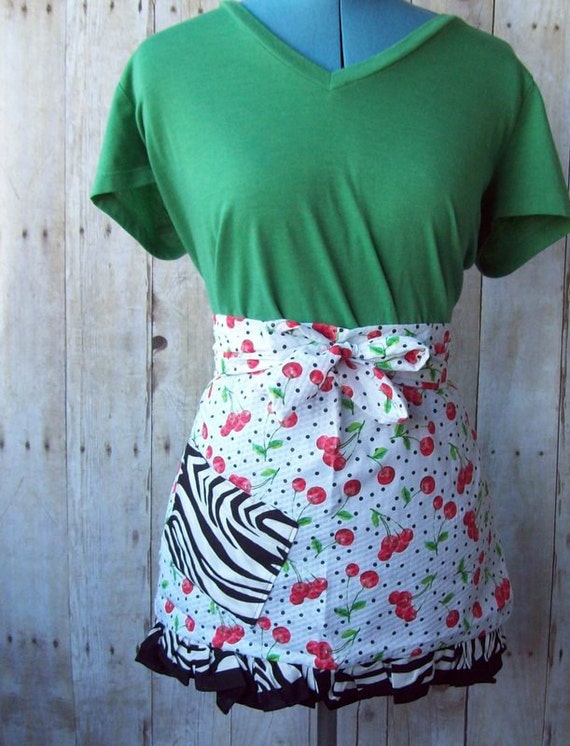 Items similar to Rockabelly Apron Rockabilly Inspired Cherries and