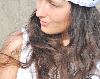 White summer headband, hippie crochet headband, music festival hair decoration, beach weary hair