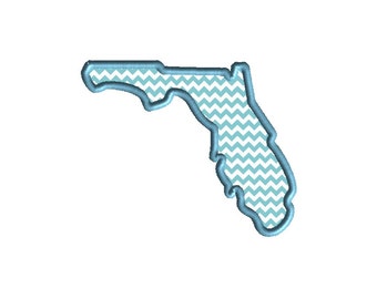 Florida State Shape Applique Machine Embroidery Design-INSTANT DOWNLOAD