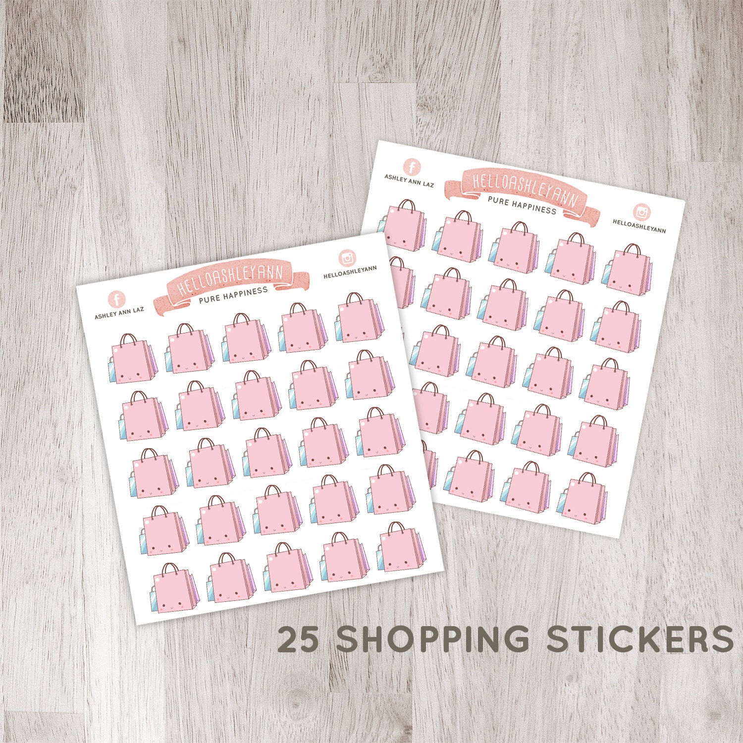 25 Cute Shopping Bag Stickers for YOUR planner by HelloAshleyann
