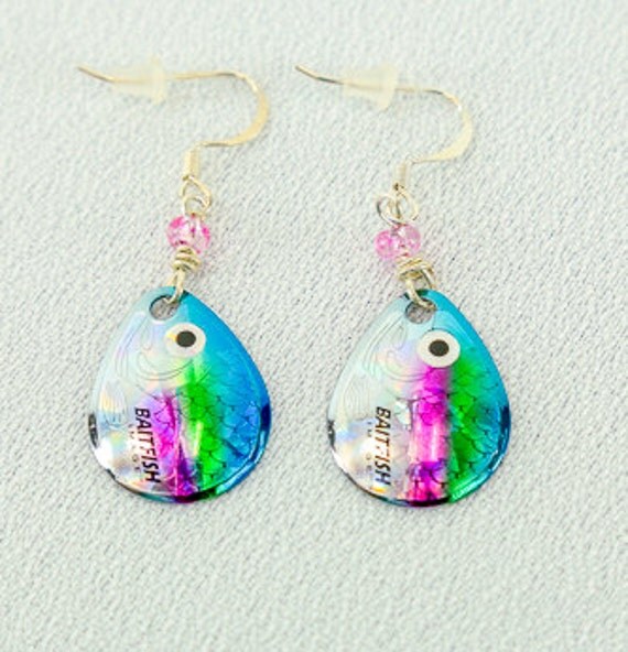 Fish Lure Earrings in Beautiful Rainbow Colors