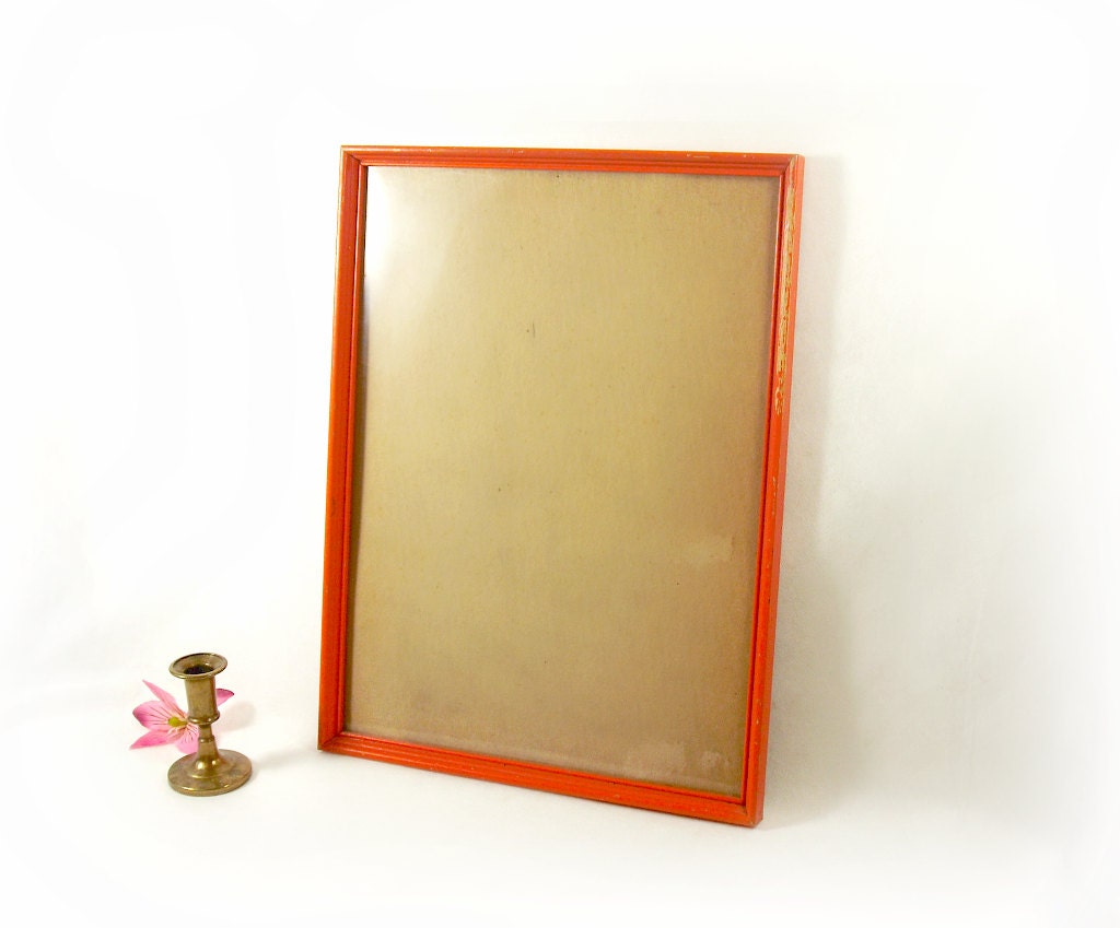 Large Orange Picture Frame 12 x 20 inch vintage by TheWhitePelican