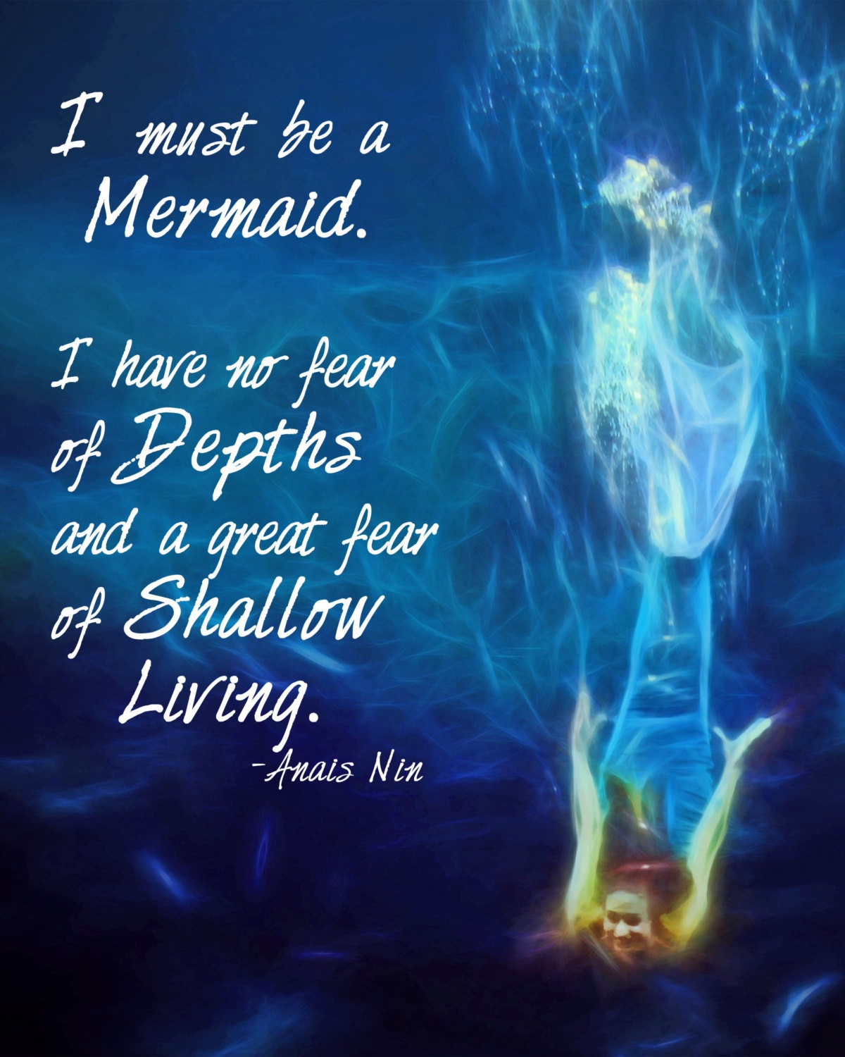 Mermaid art print I Must be a Mermaid Anais Nin quote