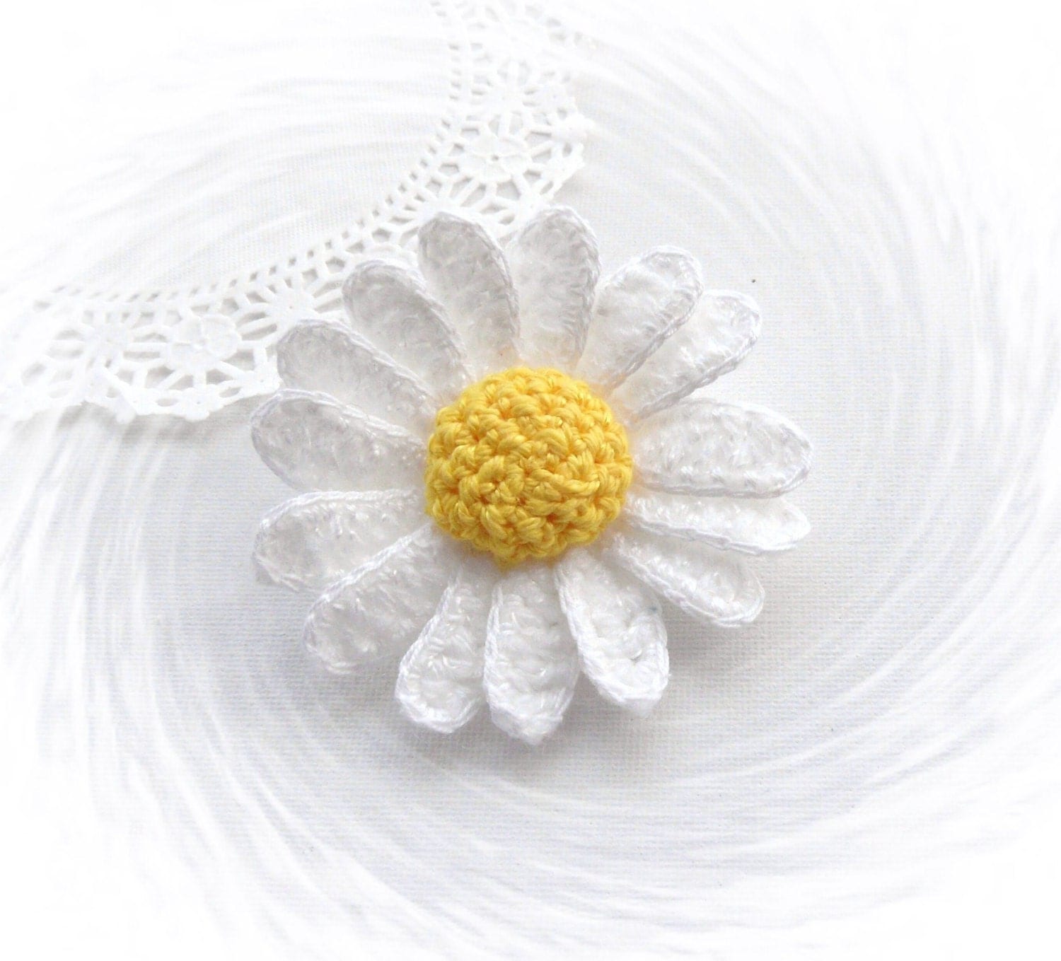 Crochet Daisy Flower Brooch Crochet Marguerite Made To 9984
