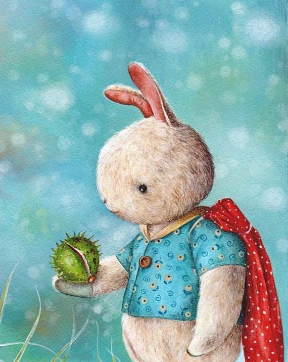 Concur, Newborn Art, Baby's Bedroom Illustration, Nursery Decor, Baby Gift, Baby Nursery Art Print, Bunny Art, Cute Baby Art