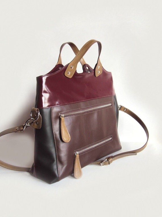 SALE Leather Tote Bag Brown Handbag Large Messenger by CitaDElle