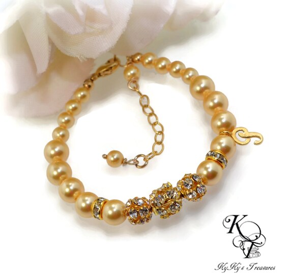 Personalized Baby Bracelet Gold Baby Bracelet by KyKysTreasures