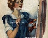 Artist, Art Print, Wall Art RESTORED Antique Vintage Art "Artist at Work" #191 Artist, Art Print, Wall Art RESTORED Antique Vintage Art "Artist at Work" #191