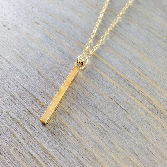 Gold Bar Necklace 14k Solid Yellow Gold Necklace by RavenRepublic