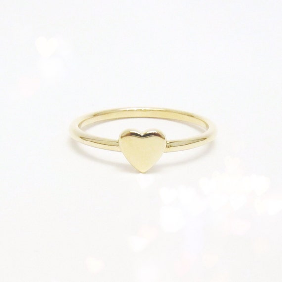 Tiny 14k Gold Heart Ring yellow white or rose gold