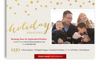 Christmas Mini Session Template - 5x7 Digital Photography Marketing Card - Sparkle - 1149