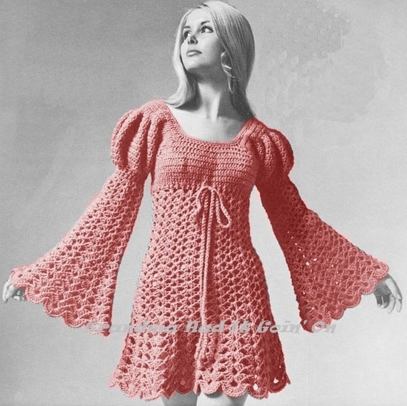 little patterns crochet bags Vintage Dress Angel  Crochet   Ladies 70s  Style Empire Pattern Juliet