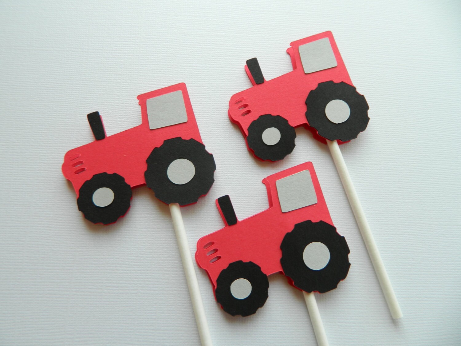 24 Red Tractor Cupcake Toppers Farm Cupcake Toppers by 2muchpaper