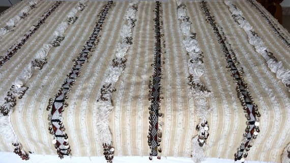 75"X43" Moroccan wedding blanket wool / Moroccan interior design / Handira wedding blanke78