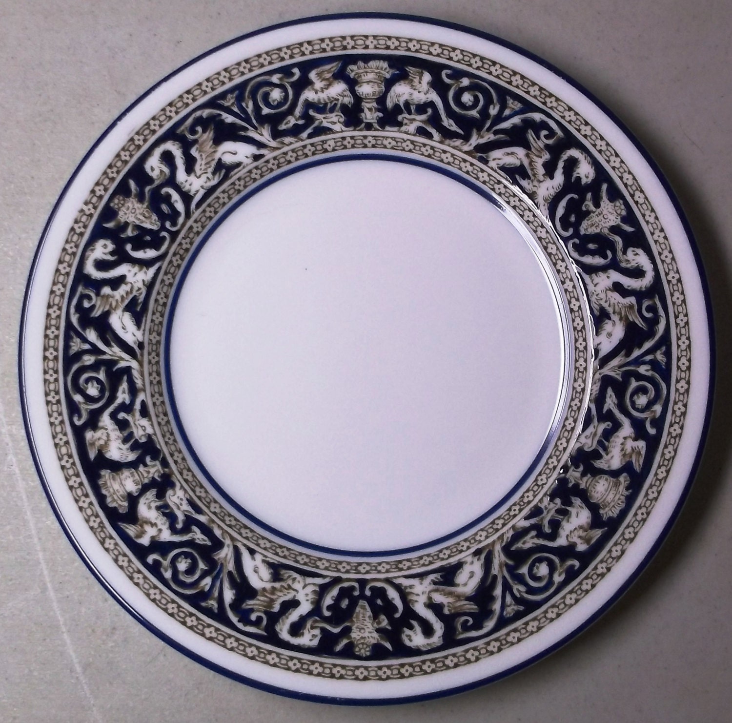 Wedgwood Bone China Florentine pattern dark blue by AntiqueAddicts